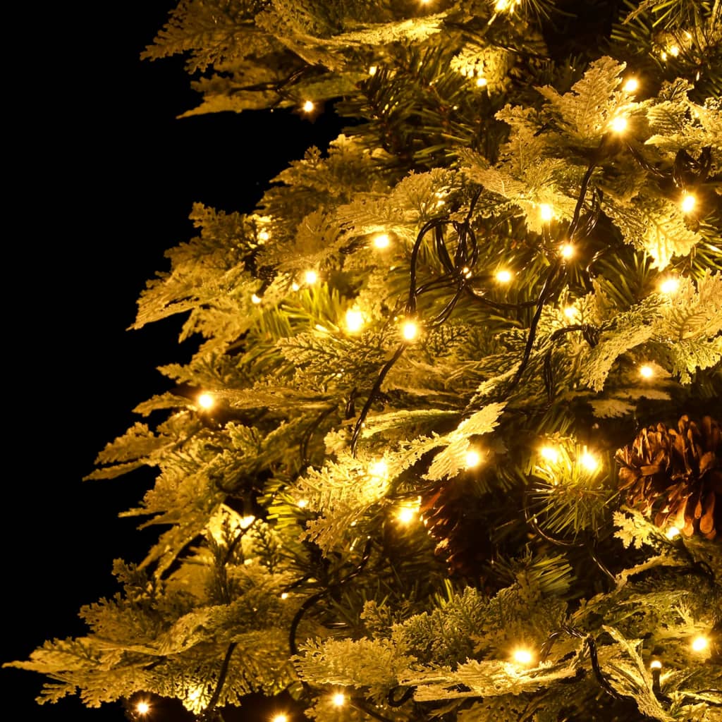 Kerstboom met LED en dennenappels 225 cm PVC en PE groen