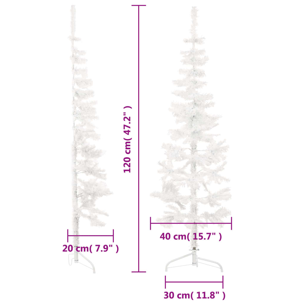 Künstlicher Weihnachtsbaum halb mit Stamm schmal 120 cm weiß