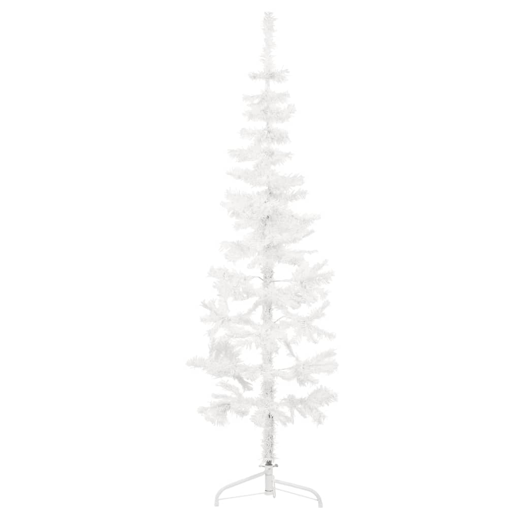 Kunstkerstboom half met standaard smal 150 cm wit