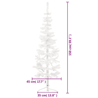 Kunstkerstboom half met standaard smal 150 cm wit