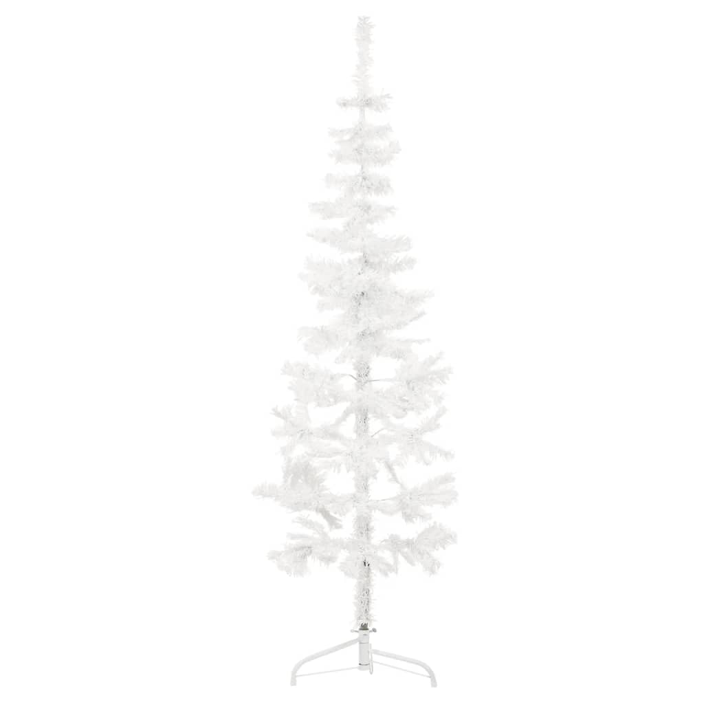 Kunstkerstboom half met standaard smal 180 cm wit