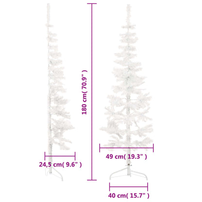 Künstlicher Weihnachtsbaum halb mit Stamm schmal 180 cm weiß