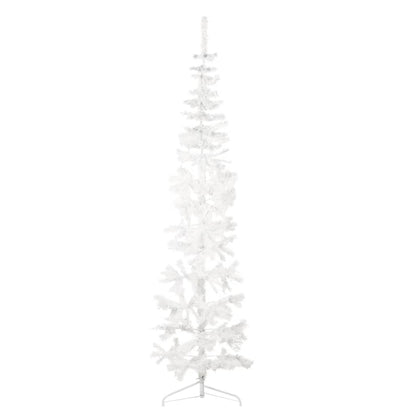 Kunstkerstboom half met standaard smal 210 cm wit