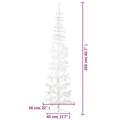 Künstlicher Weihnachtsbaum halb mit Stamm schmal 210 cm weiß