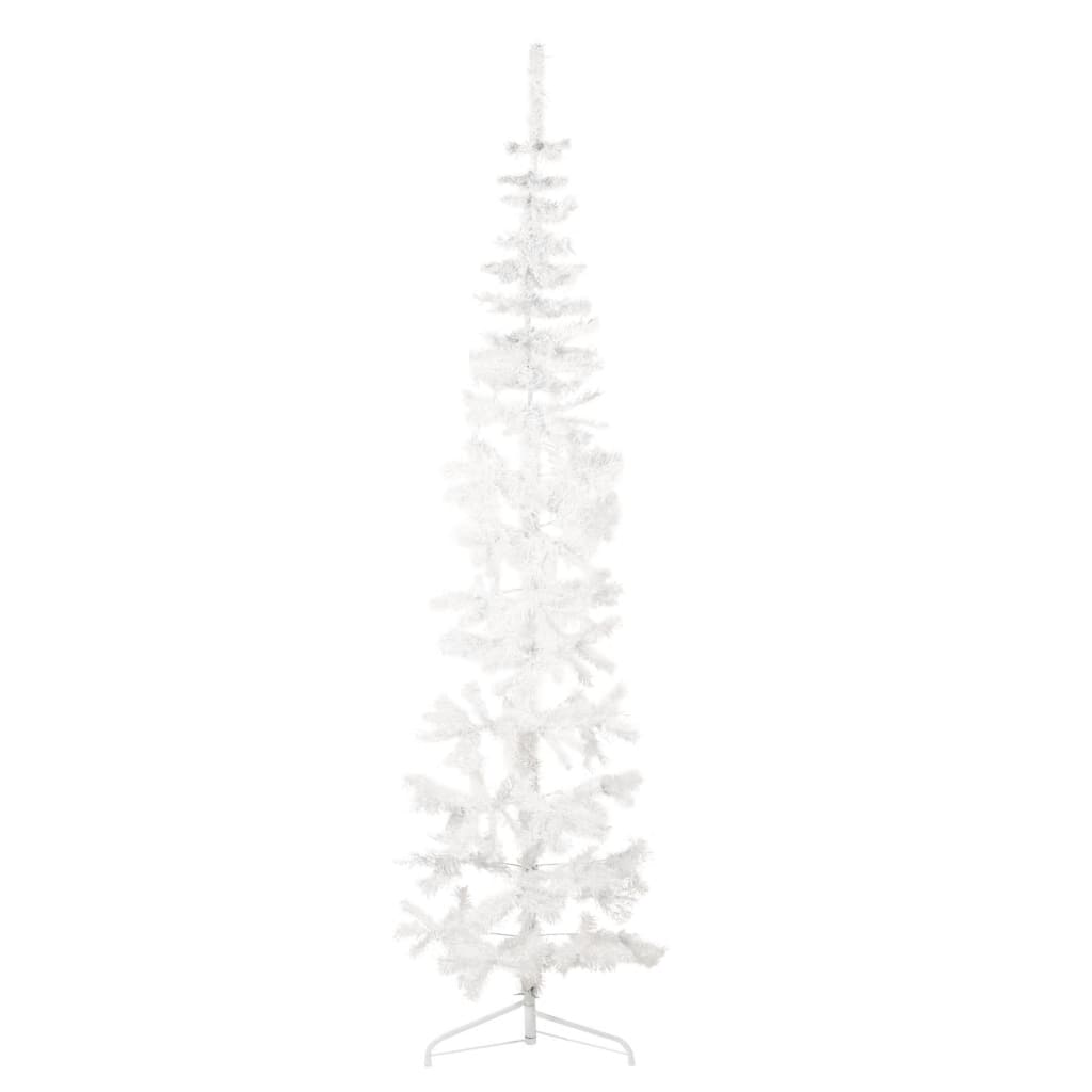 Kunstkerstboom half met standaard smal 240 cm wit