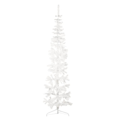 Kunstkerstboom half met standaard smal 240 cm wit