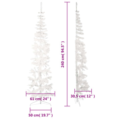 Kunstkerstboom half met standaard smal 240 cm wit