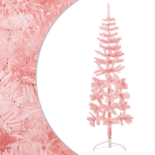 Künstlicher Weihnachtsbaum halb mit Stamm schmal 120 cm rosa