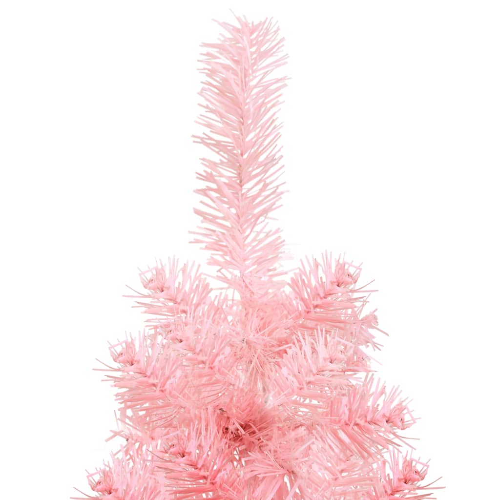 Kunstkerstboom half met standaard smal 120 cm roze