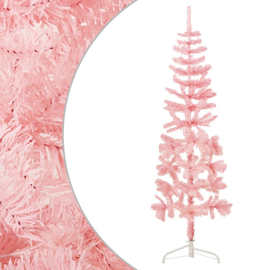 Artificial Christmas tree half with standard narrow 180 cm pink