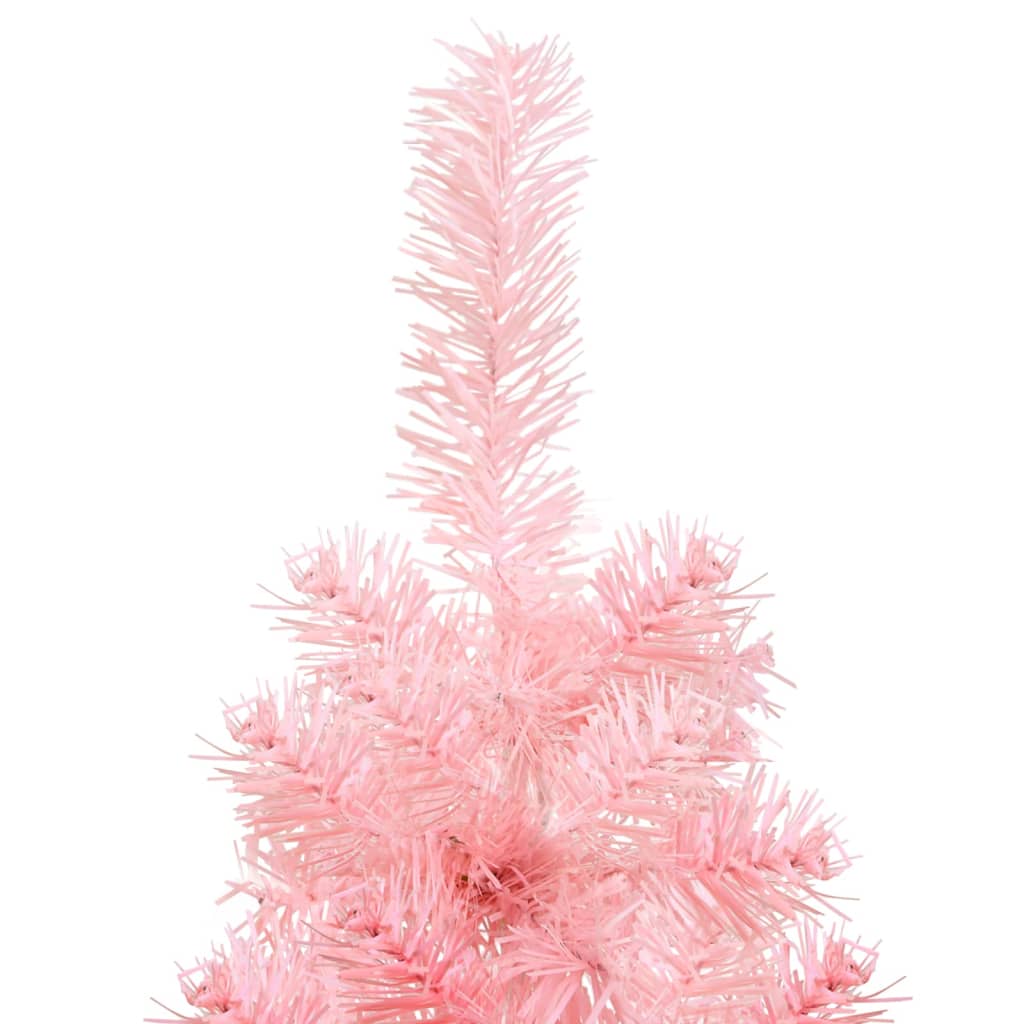 Kunstkerstboom half met standaard smal 180 cm roze