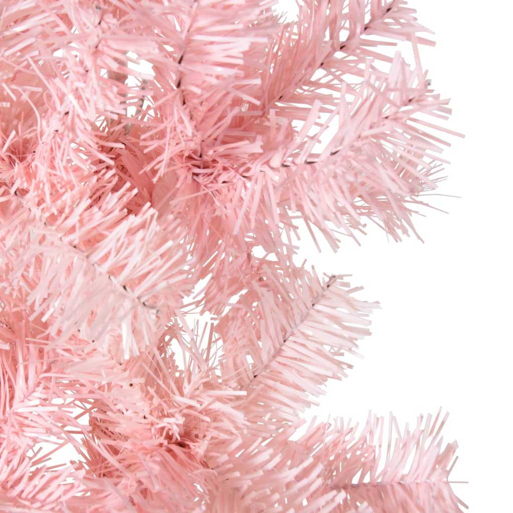 Künstlicher Weihnachtsbaum halb mit Stamm schmal 180 cm rosa