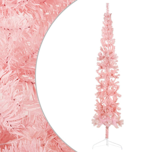 Artificial Christmas tree half with standard narrow 240 cm pink