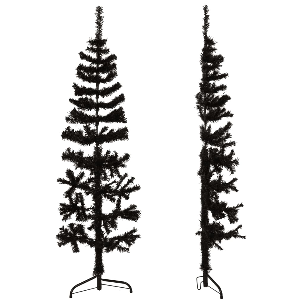 Künstlicher Weihnachtsbaum halb mit Stamm schmal 120 cm schwarz