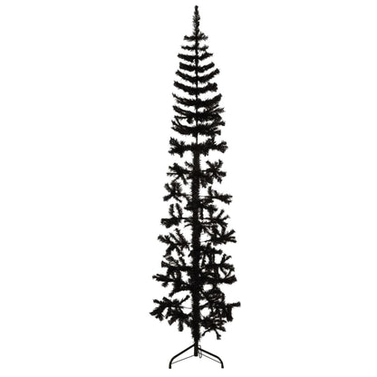 Künstlicher Weihnachtsbaum halb mit Stamm schmal 210 cm schwarz