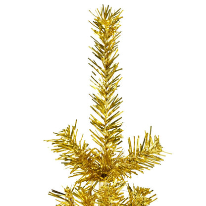 Künstlicher Weihnachtsbaum halb mit Stamm schmal 150 cm goldfarben