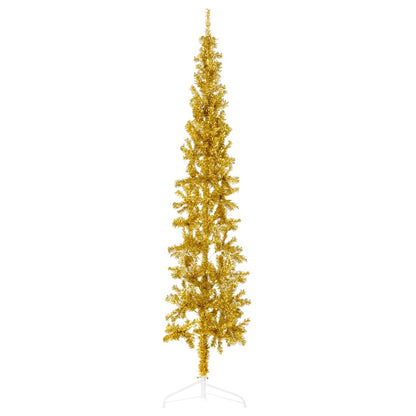 Künstlicher Weihnachtsbaum halb mit Stamm schmal 180 cm goldfarben