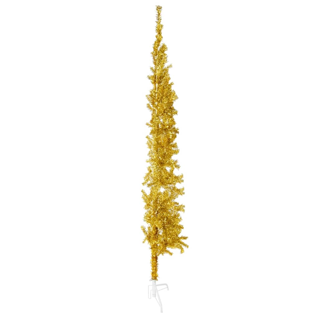 Künstlicher Weihnachtsbaum halb mit Stamm schmal 180 cm goldfarben