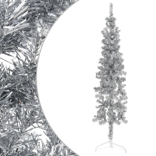 Artificial Christmas tree half with standard narrow 120 cm silver-colored