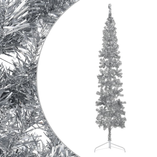 Artificial Christmas tree half with standard narrow 240 cm silver-colored