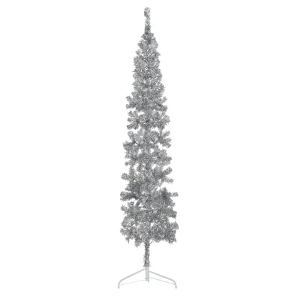 Künstlicher Weihnachtsbaum halb mit Stamm schmal 240 cm silberfarben