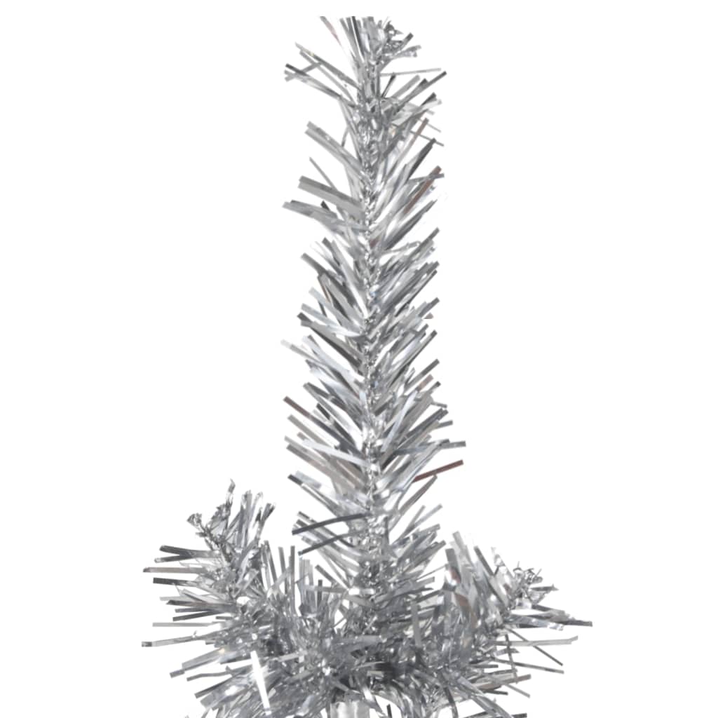 Künstlicher Weihnachtsbaum halb mit Stamm schmal 240 cm silberfarben