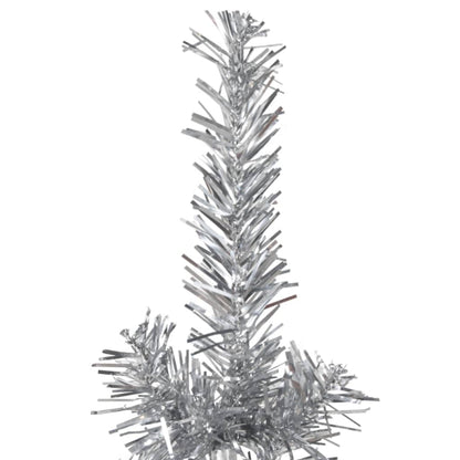 Künstlicher Weihnachtsbaum halb mit Stamm schmal 240 cm silberfarben