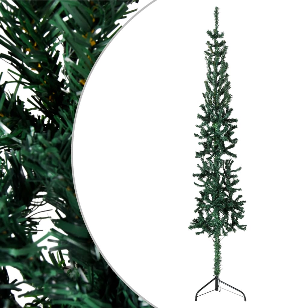 Künstlicher Weihnachtsbaum halb mit Stamm schmal 120 cm grün