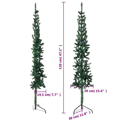 Künstlicher Weihnachtsbaum halb mit Stamm schmal 120 cm grün