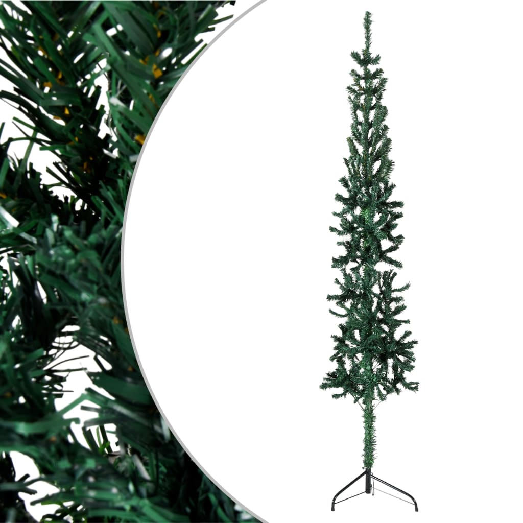 Künstlicher Weihnachtsbaum halb mit Stamm schmal 150 cm grün