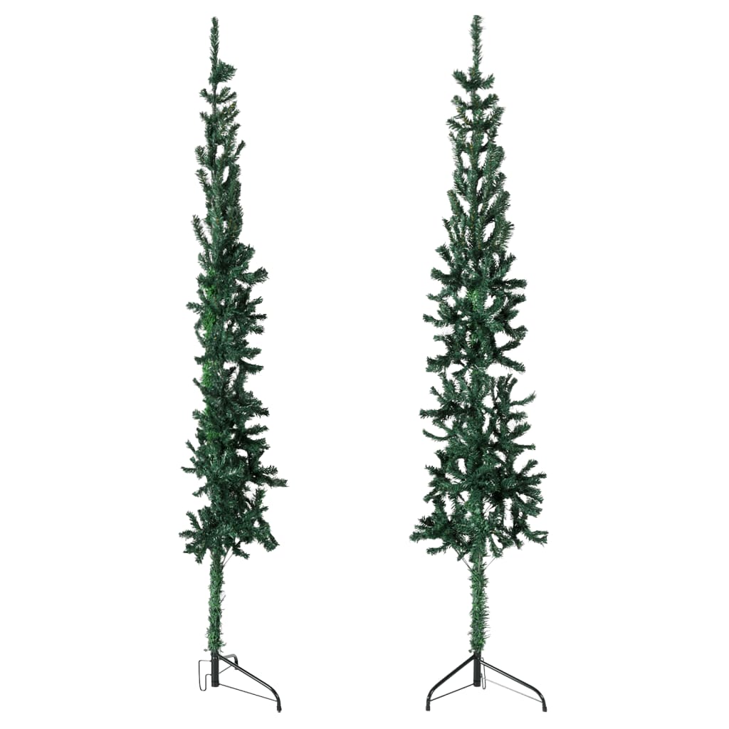 Kunstkerstboom half met standaard smal 180 cm groen