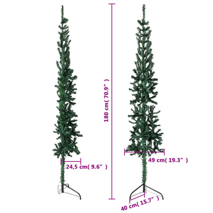 Kunstkerstboom half met standaard smal 180 cm groen