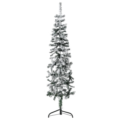 Kunstkerstboom half met sneeuw smal 120 cm