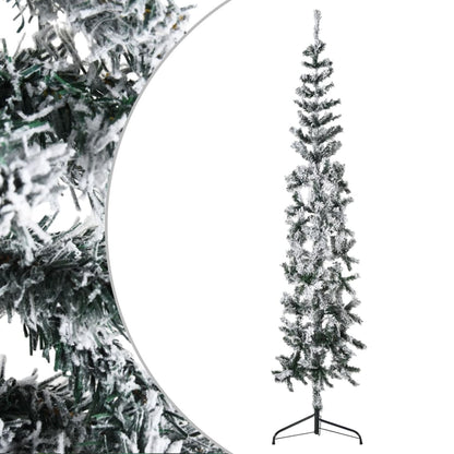 Künstlicher Weihnachtsbaum halb mit Schnee schmal 180 cm