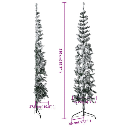 Künstlicher Weihnachtsbaum halb mit Schnee schmal 210 cm