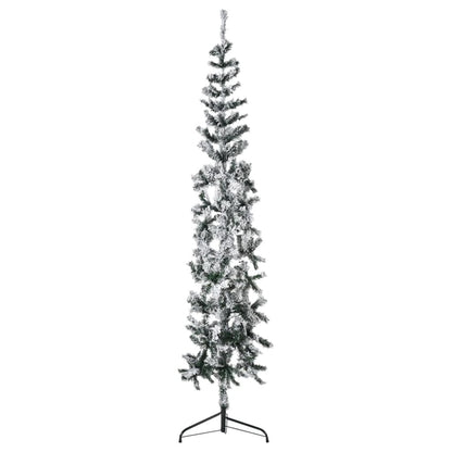 Kunstkerstboom half met sneeuw smal 240 cm