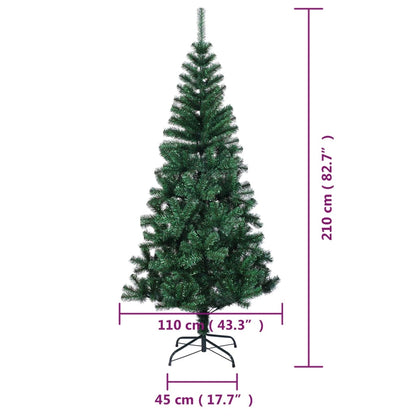 Kunstkerstboom met iriserende uiteinden 210 cm PVC groen