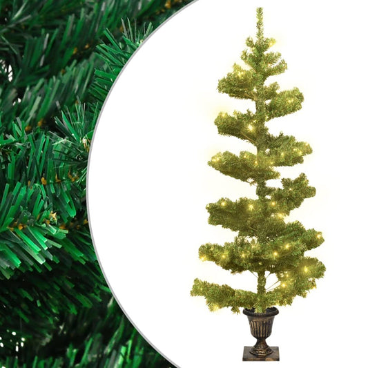 Artificial Christmas tree with lights and pot 120 cm PVC green