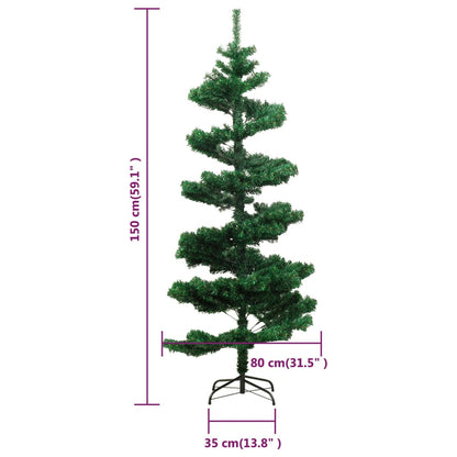 Künstlicher Weihnachtsbaum mit Lichtern und Ständer 150 cm PVC grün