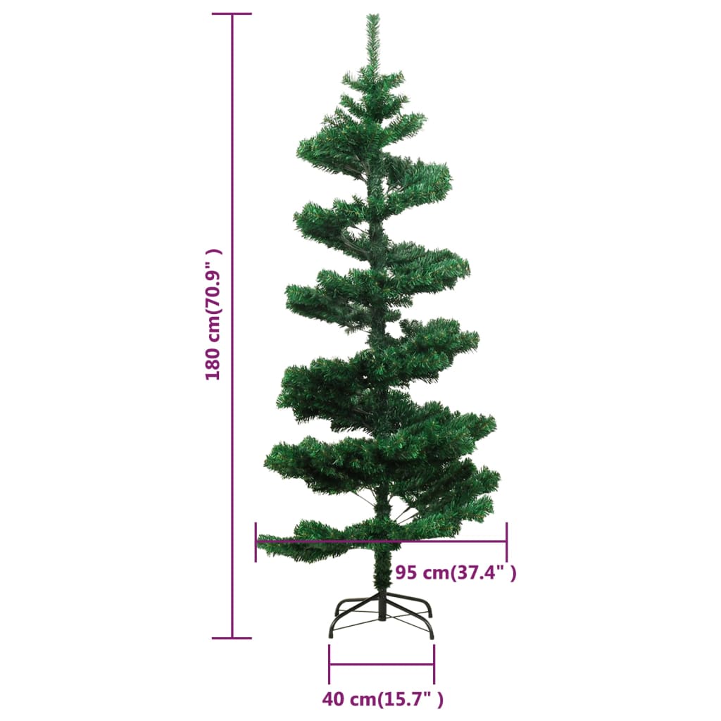 Künstlicher Weihnachtsbaum mit Lichtern und Ständer 180 cm PVC grün