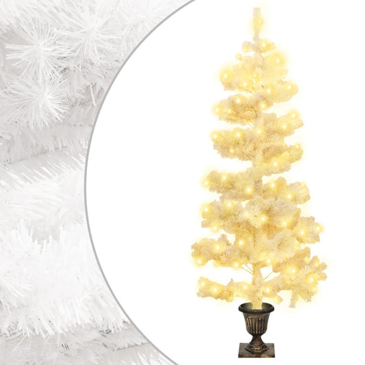 Artificial Christmas tree with lights and pot 120 cm PVC white