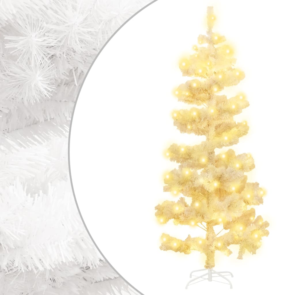 Künstlicher Weihnachtsbaum mit Lichtern und Ständer 150 cm PVC weiß