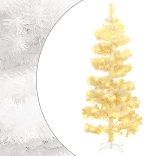 Artificial Christmas tree with lights and stand 150 cm PVC white