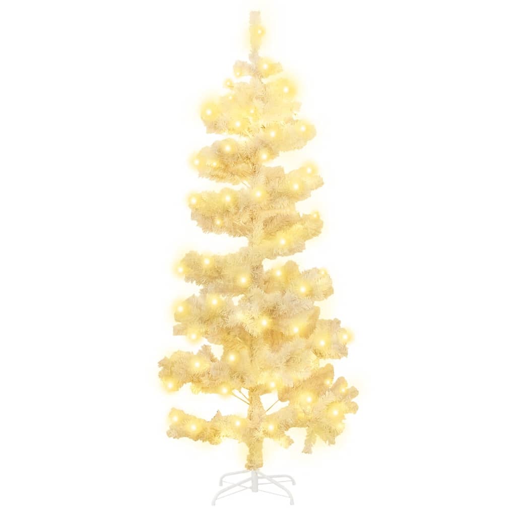 Künstlicher Weihnachtsbaum mit Lichtern und Ständer 150 cm PVC weiß