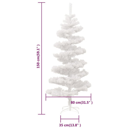 Künstlicher Weihnachtsbaum mit Lichtern und Ständer 150 cm PVC weiß