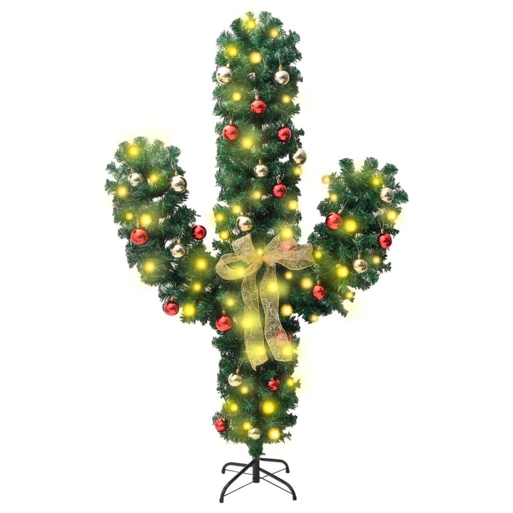 Kerstcactus met standaard en LED's 150 cm PVC groen