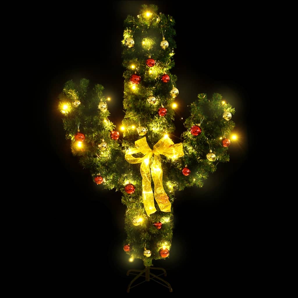 Kerstcactus met standaard en LED's 150 cm PVC groen