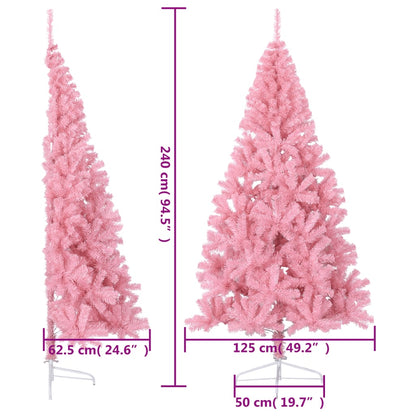 Kunstkerstboom met standaard half 240 cm PVC roze