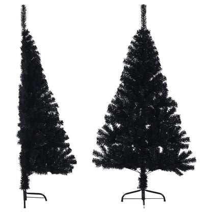 Kunstkerstboom met standaard half 120 cm PVC zwart