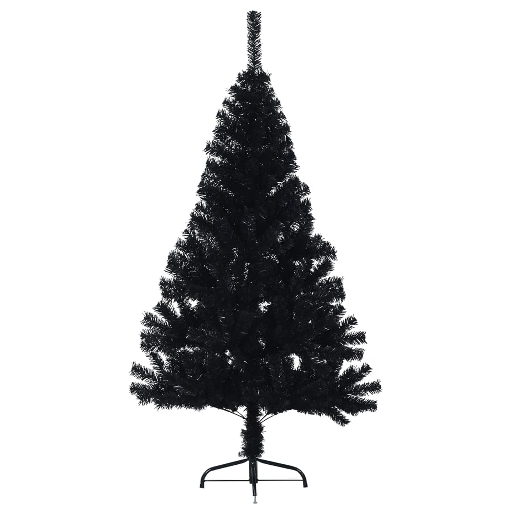 Kunstkerstboom met standaard half 120 cm PVC zwart